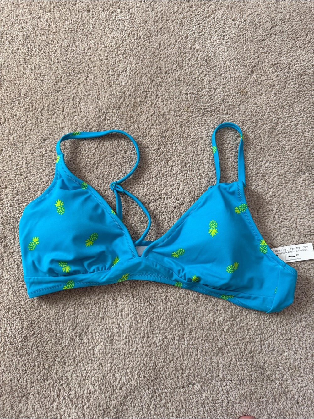 Amazon Essentials Bright Blue Pineapple Print Bikini Top